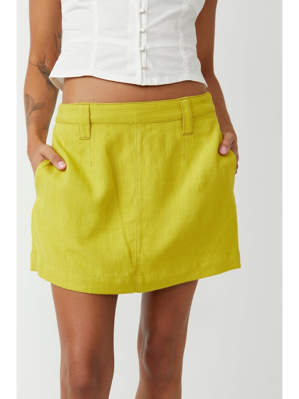 Free People Can't Blame Me Green Boho Mini Skirt Women's Size 6